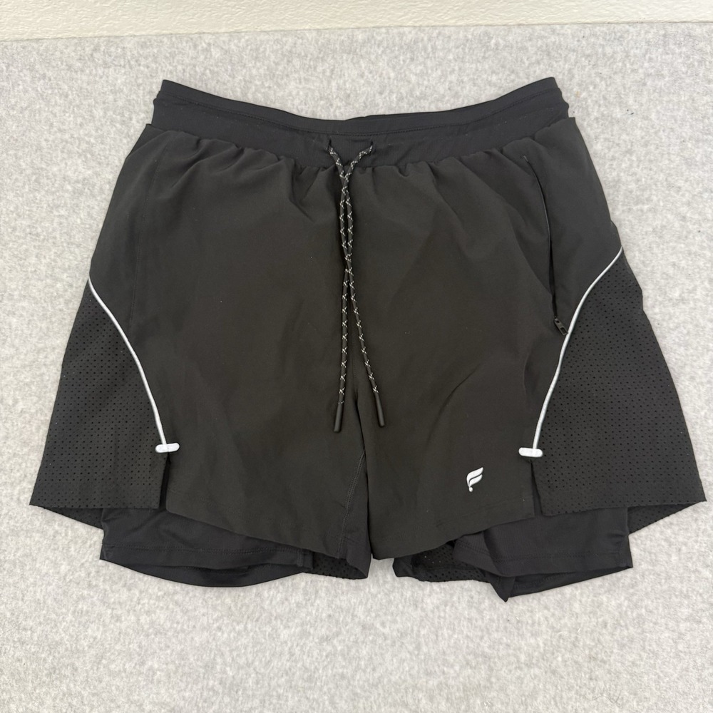 Fabletics Shorts Mens Medium Black Kadence Lined Running Training Reflective